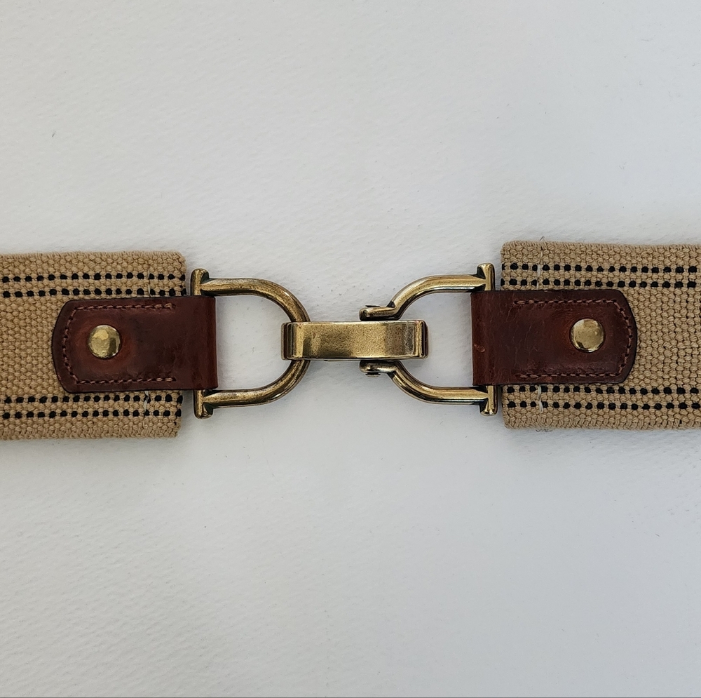 Jcrew Belt Equestrian Brown and Gold Tone Belt M/L, expandable